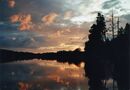 Solnedgång över sjön Fränsjön...
