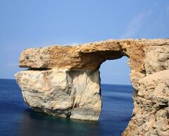 Azure Window vid Gozo. En underbar plats på jorden. Naturlig kalkstensformation