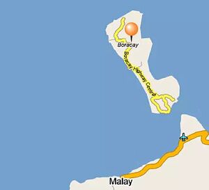 Lilla Boracay är drygt 7 kilometer lång och 2 kilometer bred.