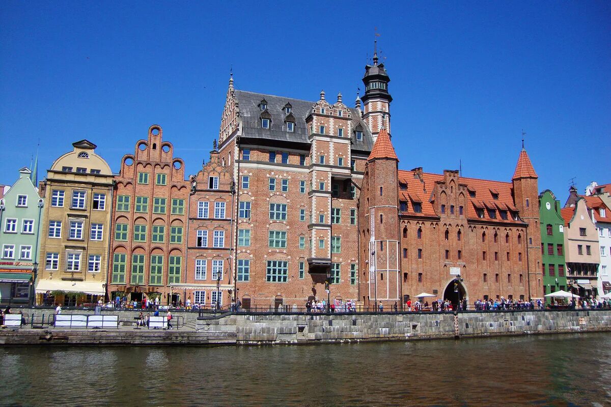 Vackra hus invid Motława