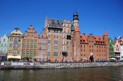 Vackra hus invid Motława