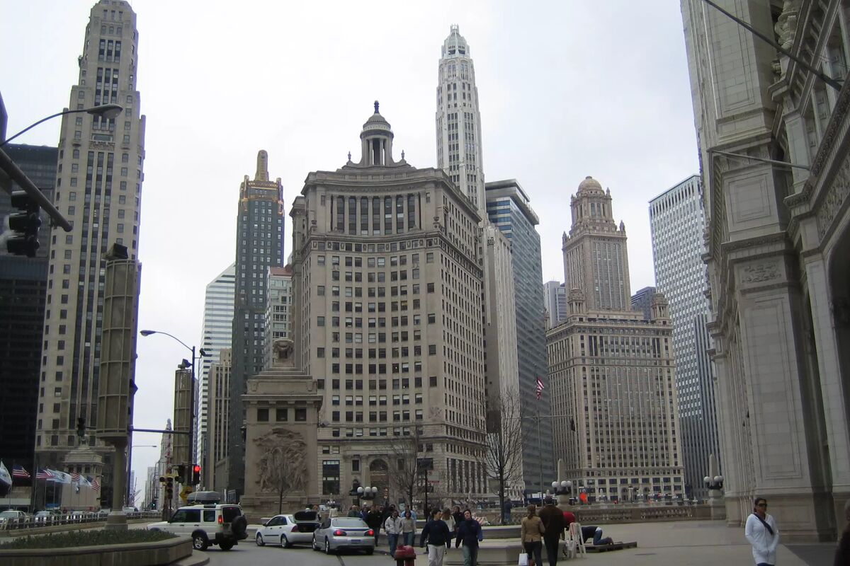 Chicago - Michigan Avenue Bridge området