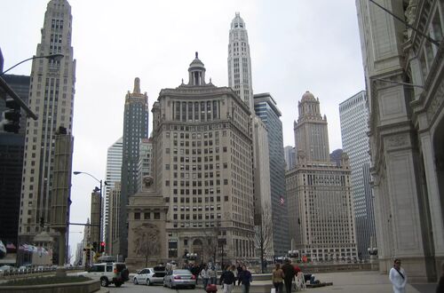 Chicago - Michigan Avenue Bridge området