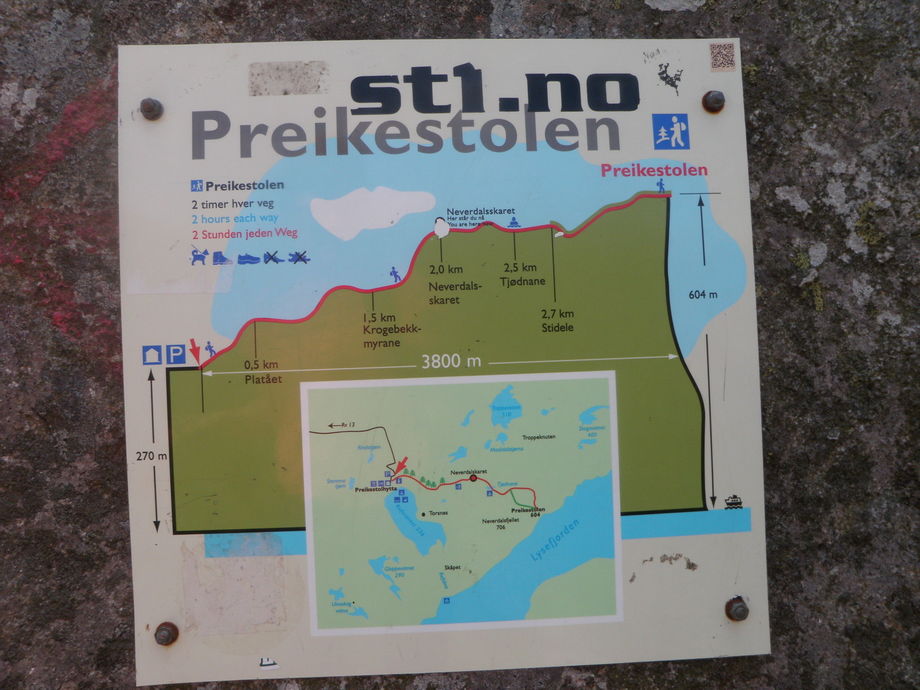 Karta över vandringen till Preikestolen - Stavanger, Norge - Asvlkpg