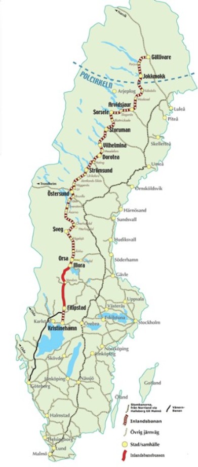 inlandsbanan karta Karta över Inlandsbanan   Sverige   Ibh   Reseguiden