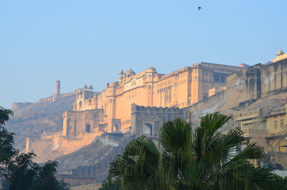 Amber Fort gryningsljuset Jaipur  Indien Friluftspinglan Reseguiden