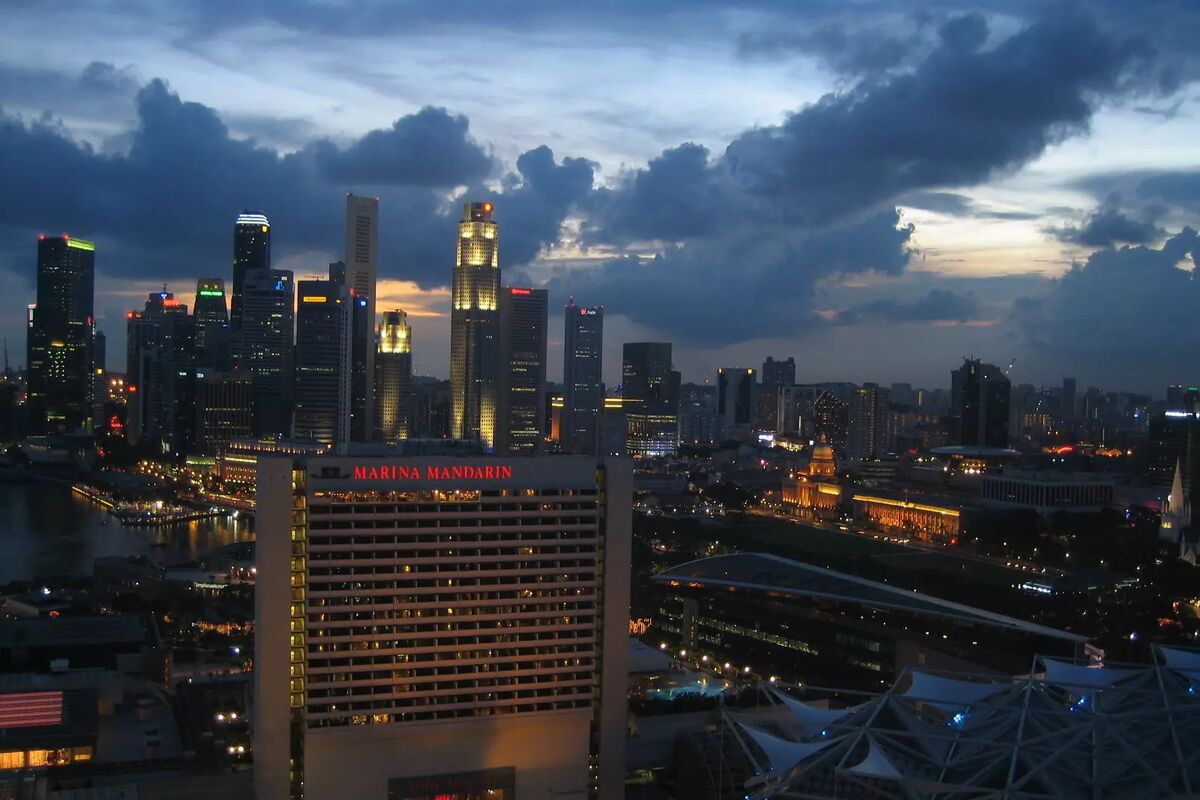 Singapore; Dawn Over Marina Centre